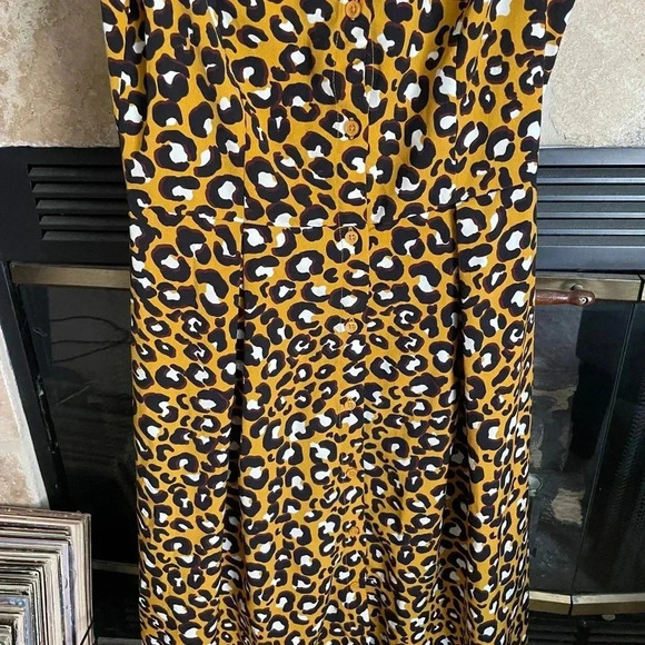 WHO What Wear Womens Ruffle Midi Leopard Cheetah Animal Print Dress XS - Picture 2 of 6
